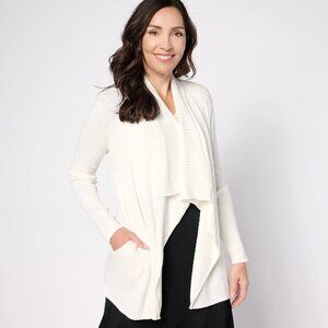 BEAUTIFUL by Lawrence Zarain Petite Draped Cardigan - Ivory (Sz PL) a630476